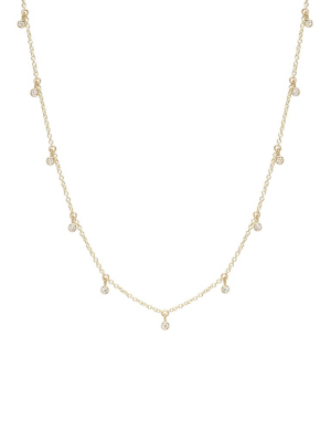 14k Tiny 11 Dangling Diamond Choker Necklace