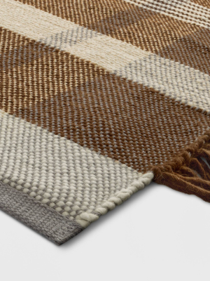 5'x7' Plaid Fringe Cognac Rug Brown - Threshold™