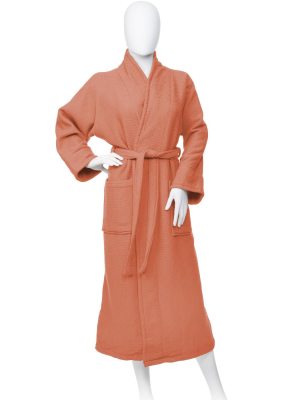 Blue Nile Mills Bathrobe For Women And Man Soft Cotton Waffle Weave Lightweight Robe