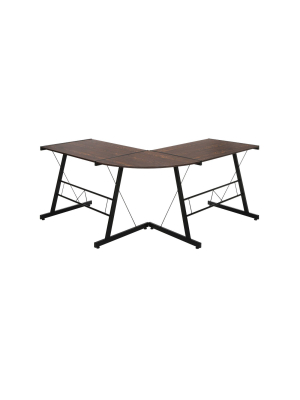 60" L - Shaped Metal Frame Desk Corner Computer Desk - Ofm