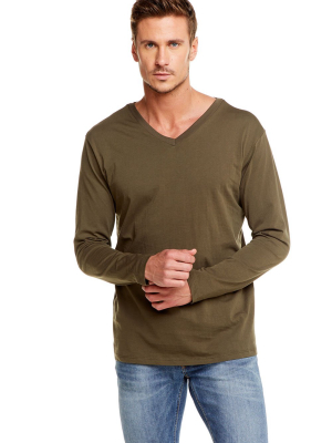 Cotton Jersey L/s V Neck Tee