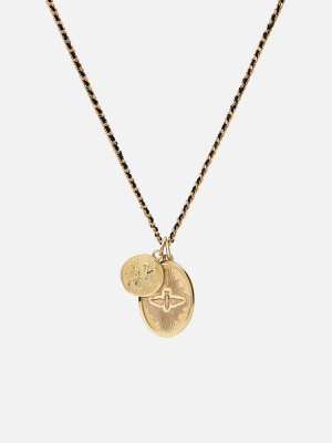 Mini Dove Woven Chain Necklace, Gold/navy