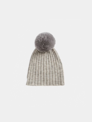 Belle Enfant Pom Pom Hat - Silver Grey Marl