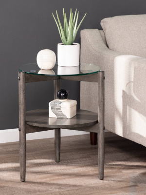 Jacelyn Round Glass Top End Table Gray - Aiden Lane