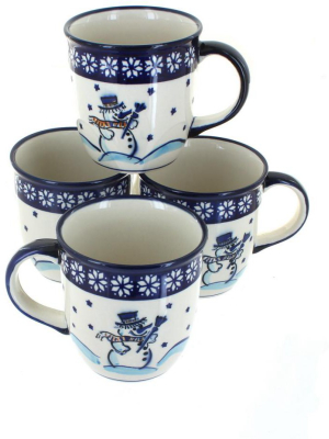 Blue Rose Polish Pottery Frosty Friend 4 Piece Mug Set