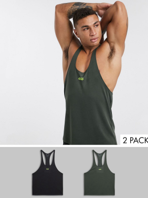 Asos 4505 Icon Training Stringer Tank With Racer Back 2 Pack Save