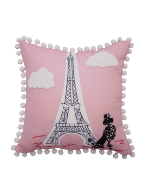 Pink Ooh La La Embroidered Throw Pillow (15"x15") - Waverly Kids