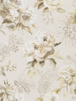 Victorine Wallpaper In Pale Birch From The Mandora Collection By Designers Guild