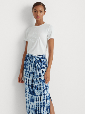 Tie-dye Linen-blend Skirt