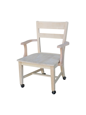 Dining Chair With Casters - Unfinished - International Concepts