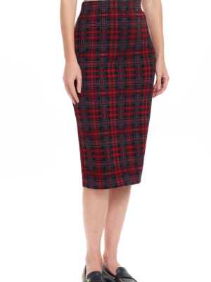 Zola Knit Pencil Skirt - Plaid