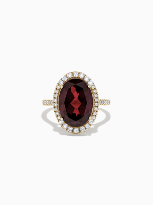 Effy Bordeaux 14k Yellow Gold Garnet And Diamond Cocktail Ring, 7.78 Tcw