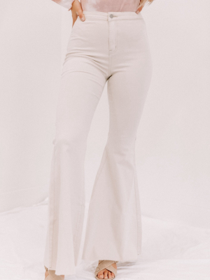 Cream Super Flared Bell Bottom Jeans