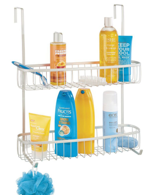 Mdesign Extra Wide Metal Over The Bathroom Shower Door Caddy, 2 Baskets