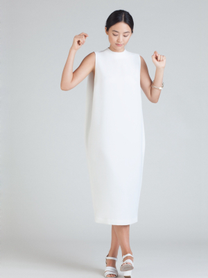 Dill High Collar Dress - White