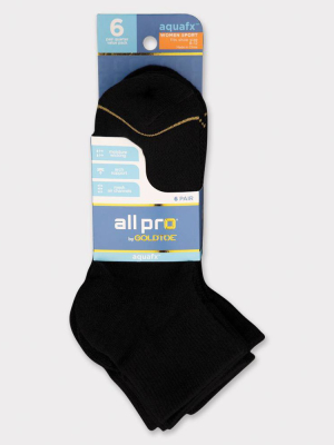 All Pro Women's Extended Size Aqua Fx 6+2 Bonus Pack Ankle Athletic Socks 8-12