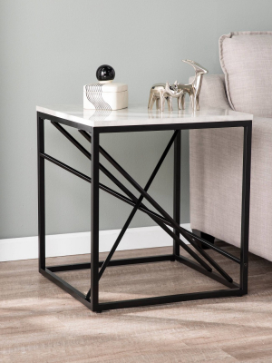 Arendale Faux Marble End Table Matte Black - Aiden Lane