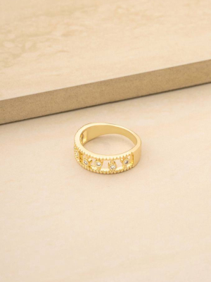 Femme Crystal Dotted 18k Gold Plated Ring