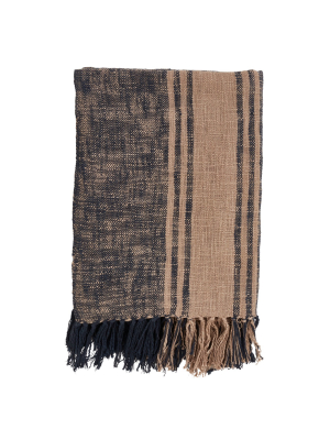 50"x60" Striped And Tassled Throw Blanket - Saro Lifestyle