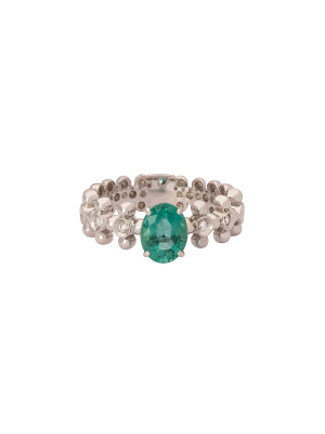 Carioca Wedding Band - Emerald & Diamond