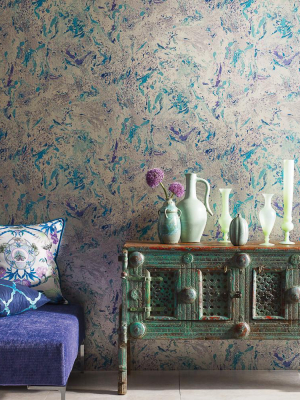 Makrana Wallpaper In Lilac And Turquoise By Matthew Williamson For Osborne & Little