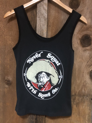 Never Squat With Spurs On Lace Tank Blk/color