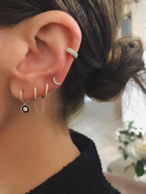 Diamond Double Huggie Chain Earring