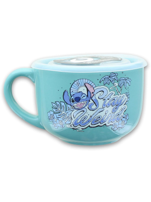 Silver Buffalo Disney Lilo & Stitch Stay Weird 24oz Ceramic Soup Mug W/ Lid