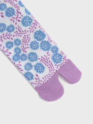 Tabi Socks, Purple And Blue, Clover Flower  (s/m)