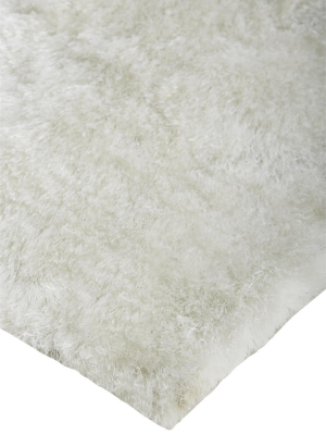 Feizy Indochine Plush Shag Rug - Available In 7 Sizes - Metallic Sheen Bright White