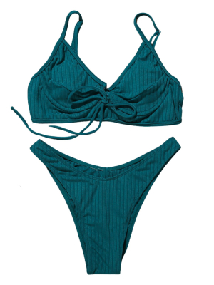 'helena' Bust Line Front Tied Bikini (3 Colors)