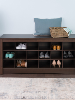 Shoe Cubbie Storage Bench Espresso Brown - Prepac