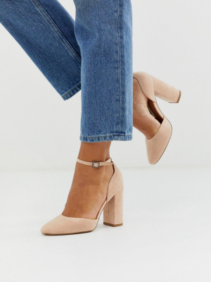 Asos Design Pleasant High Block Heels In Taupe