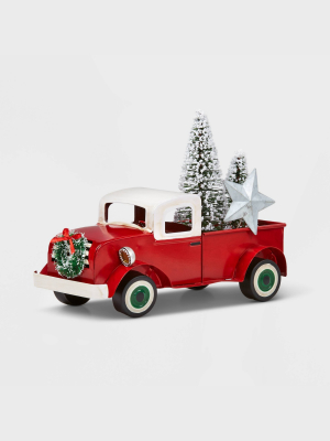 Small Metal Truck Decorative Figurine Red - Wondershop™