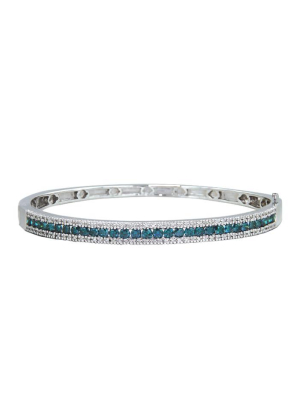 Effy Bella Bleu 14k White Gold Blue And White Diamond Bangle, 2.13 Tcw