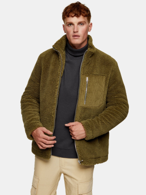 Khaki Borg Fleece Jacket