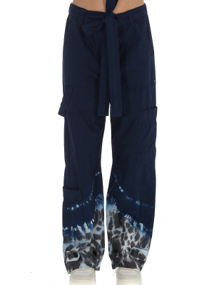 Msgm Belted Tie-dye Trousers