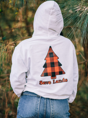 Ash Red Plaid Tree Hoodie (back Print)