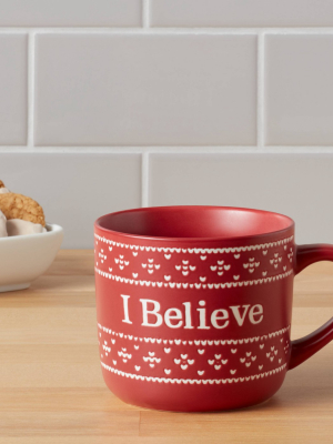 16oz Stoneware I Believe Christmas Mug Red - Threshold™