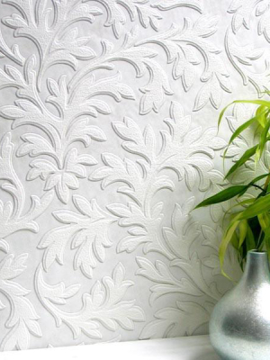 High Leaf Paintable Textured Wallpaper Design By Brewster Home Fashions