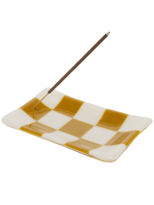 Glass Incense Tray - Butterscotch Almond Battenberg