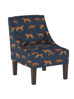 Swoop Armchair Cheetah Walk Navy - Skyline Furniture