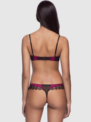 Lace Inset Thong Orchid/black
