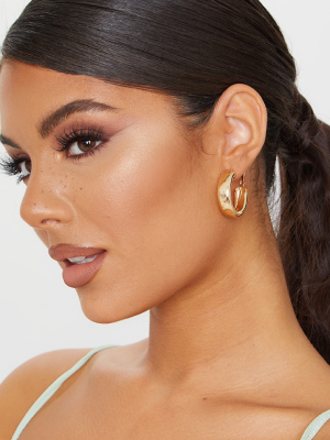 Gold Small Chunky Tubular Hoop Earrings