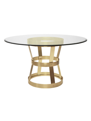 Worlds Away Cannon Dining Table - Antique Brass And Glass