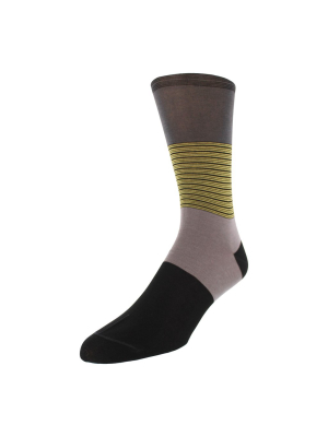 Men's Colorblock Stripe Graphic Dress Socks - Charcoal
