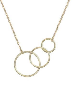 Solid Gold Circle Love, Luck And Laughter Necklace
