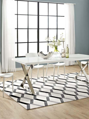 Shelby White Silver Dining Table