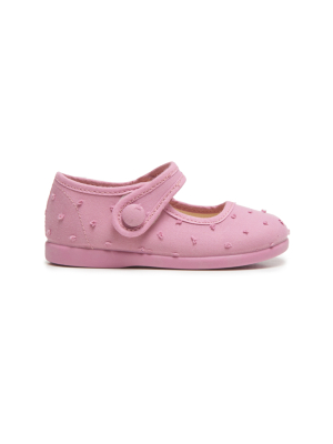 Canvas Swiss-dot  Mary Janes In Pink