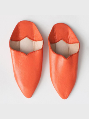 Pointed Babouche Slippers In Orange